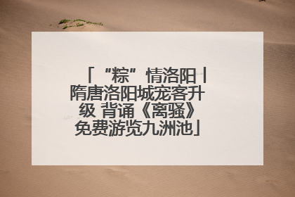“粽”情洛阳丨隋唐洛阳城宠客升级 背诵《离骚》免费游览九洲池