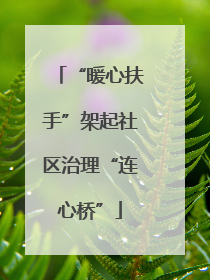 “暖心扶手”架起社区治理“连心桥”