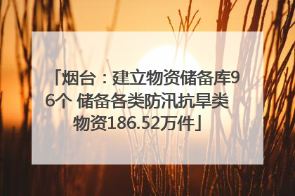 烟台：建立物资储备库96个 储备各类防汛抗旱类物资186.52万件