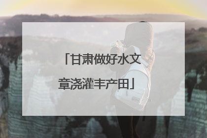甘肃做好水文章浇灌丰产田