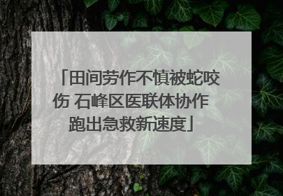 田间劳作不慎被蛇咬伤 石峰区医联体协作跑出急救新速度