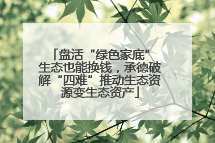 盘活“绿色家底” 生态也能换钱，承德破解“四难”推动生态资源变生态资产