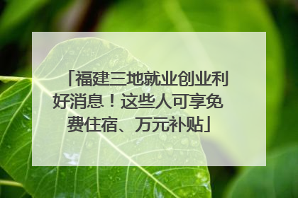 福建三地就业创业利好消息！这些人可享免费住宿、万元补贴