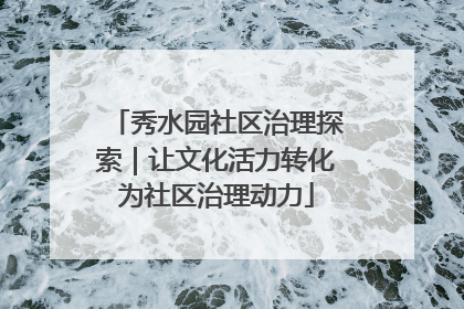 秀水园社区治理探索｜让文化活力转化为社区治理动力