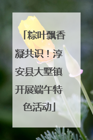 粽叶飘香凝共识！淳安县大墅镇开展端午特色活动