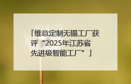 维意定制无锡工厂获评“2025年江苏省先进级智能工厂”