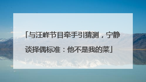 与汪峰节目牵手引猜测，宁静谈择偶标准：他不是我的菜