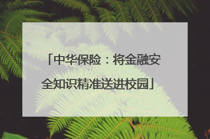 中华保险：将金融安全知识精准送进校园