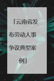 云南省发布劳动人事争议典型案例