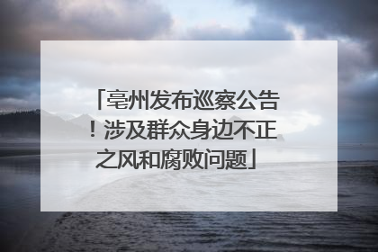 亳州发布巡察公告！涉及群众身边不正之风和腐败问题