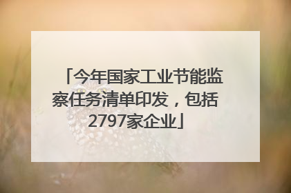 今年国家工业节能监察任务清单印发，包括2797家企业