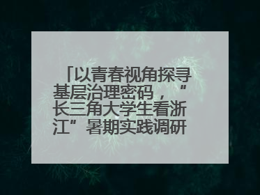 以青春视角探寻基层治理密码，“长三角大学生看浙江”暑期实践调研活动侧记