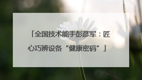 全国技术能手彭彦军：匠心巧辨设备“健康密码”