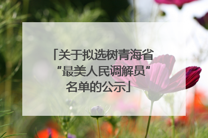 关于拟选树青海省“最美人民调解员” 名单的公示