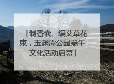 制香囊、编艾草花束，玉渊潭公园端午文化活动启幕