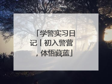 学警实习日记丨初入警营，体悟藏蓝