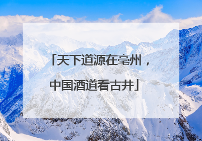 天下道源在亳州，中国酒道看古井