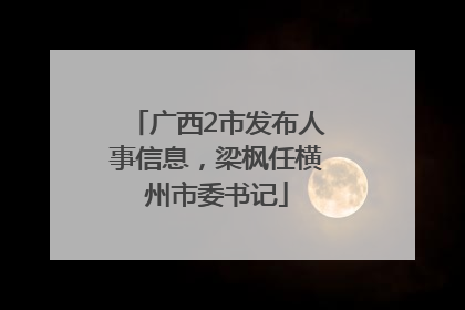 广西2市发布人事信息，梁枫任横州市委书记