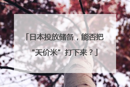日本投放储备，能否把“天价米”打下来？