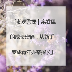 潮观警视｜案卷里的成长密码，从新手变成青年办案探长