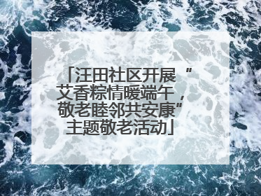 汪田社区开展“艾香粽情暖端午，敬老睦邻共安康”主题敬老活动