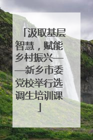 汲取基层智慧，赋能乡村振兴——新乡市委党校举行选调生培训课