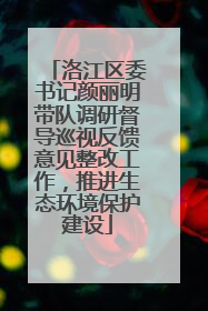 洛江区委书记颜丽明带队调研督导巡视反馈意见整改工作，推进生态环境保护建设