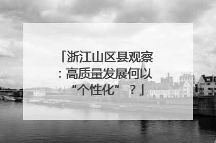 浙江山区县观察：高质量发展何以“个性化”？