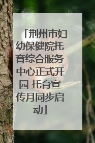 荆州市妇幼保健院托育综合服务中心正式开园 托育宣传月同步启动