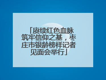 赓续红色血脉 筑牢信仰之基，枣庄市银龄榜样记者见面会举行