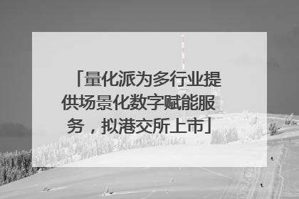 量化派为多行业提供场景化数字赋能服务，拟港交所上市