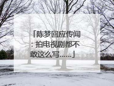陈梦回应传闻：拍电视剧都不敢这么写……